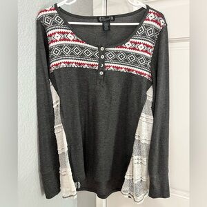 Shyanne henley top with lace side panels